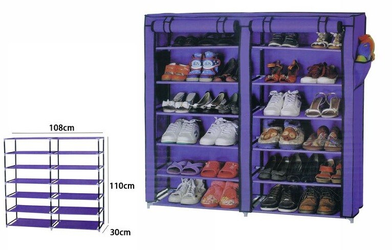 Armadio Scarpiera Tessuto Porta Scarpe Stivali Acciaio 2 Ante 6 Ripiani dfh