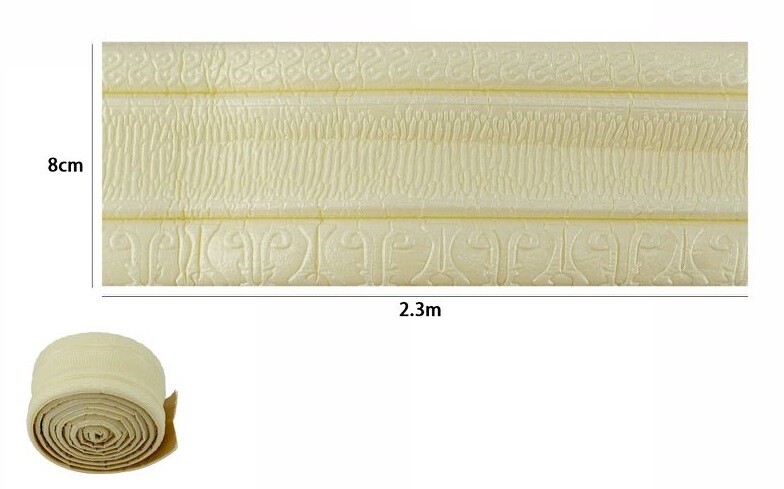 Rotolo Carta Adesiva Parati Mobili Greca Stampa 3D Beige 8cmx2.3mt dfh