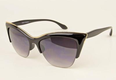 Large AVA Cat Eye Half Rim GOLD Wing Tryst Pin Up Fashion SEXY Sunglasses 6179
