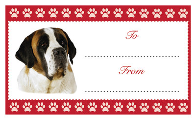 Saint Bernard Dog Christmas Birthday Gift labels Sticker Dog Animal Pet Lover 