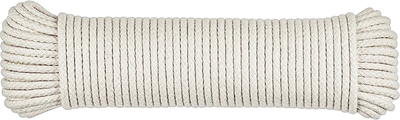 Steadmax 100 Ft Natural Cotton Rope, Clothesline Cord, 1/4 Inch General Purpose