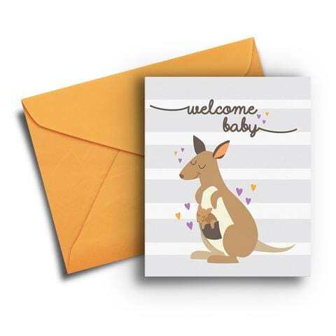 'Welcome Baby (Kangaroo & Joey)' - Greeting Card
