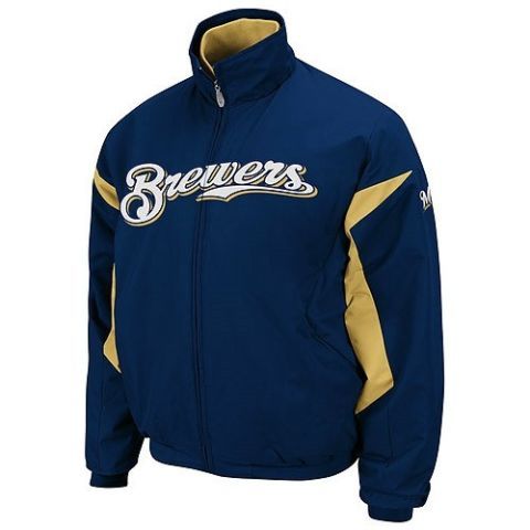 00s Majestic × MIL.Brewers XLサイズ プルジャケット Milwaukee Brewers MLB Men's Big & Tall Full-Zip Microfiber