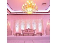  King and Queen Chair Hire £199 Flowerwall Backdrop Rental £35 Head Table Decoration Swag Top Table
