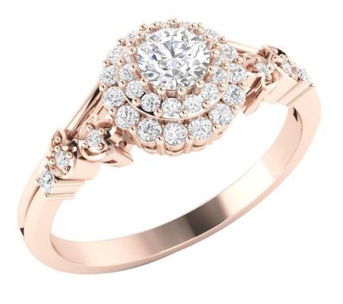 ダイヤモンド K18PG Authentic K18PG Rose Diamond Ring 0.35CT #260-007-024-9569