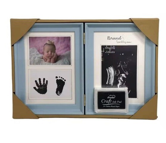 Cornice Portafoto Fotografie Forma Di Album Neonato Bambino Celeste 22x32cm bal