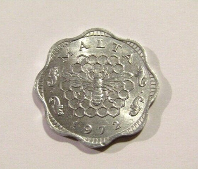 Malta 1972 3 Mils unc Coin Bee in Honeycomb