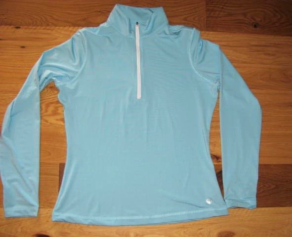 Straight Down Golf Blue Zip Neck Pullover Long Sleeve Shirt