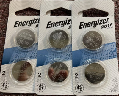 Energizer 2016 Coin Batteries 6 Count Brand New Expiration 3/2033