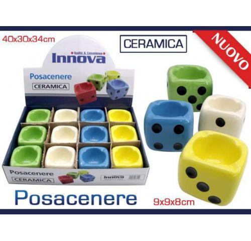 Set 12 Pezzi Posacenere Porta Cenere Sigarette In Ceramica Dado Colorato dfh