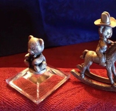 Pewter Russ Berrie Teddy Bear - Miniature