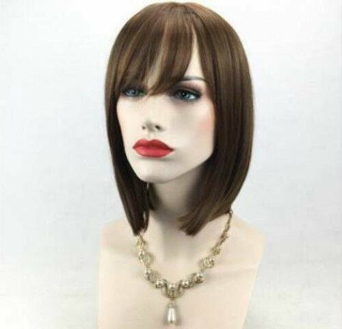 Womens Ladies Bob Style Straight Wigs Natural Brown Short Hair