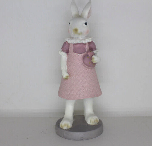 Hase - Dekofigur - Aus Resin - WeiÃ/Rosa - 9x8x20 Cm