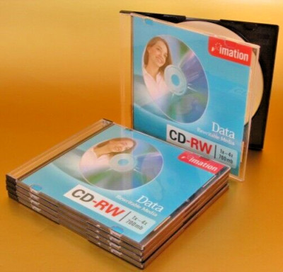 CD-RW Imation 700mb 1x-4x LOT OF 5 Individually Packaged NEW OPEN BOX Slimline