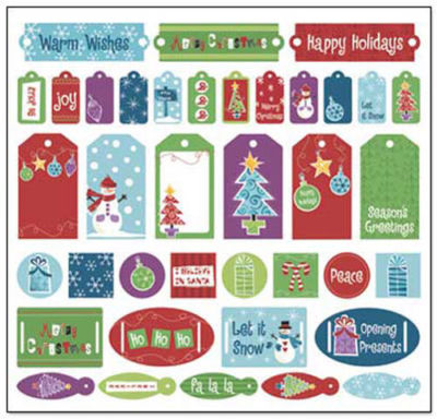Creative Imaginations 12'' x 12'' Scrapbook Stickers HOLIDAY CHEER CHRISTMAS