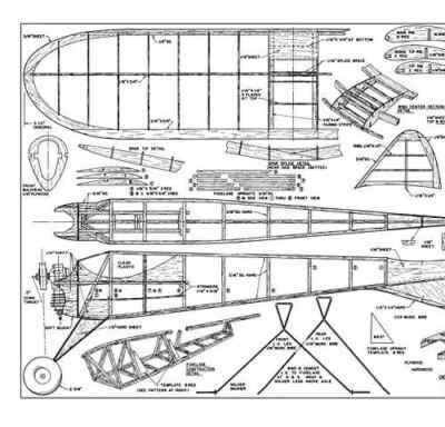 Abzug S-4 Powered 36'' Free Flight Model Airplane Printed Plans