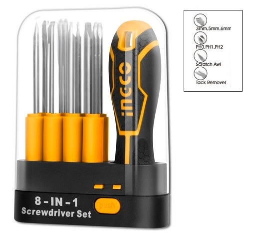SET 9 PZ CACCIAVITE INTERCAMBIABILE CON INSERTI SL PH PUNTERUOLO E LEVACHIODI