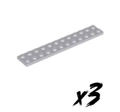 3x Lego 2445   2x12 Plate   Platte   Basic   hell grau   light bluish gray