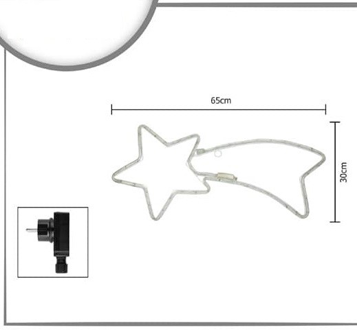 Stella Cometa Con Led Luce Fredda 65x30cm Decorazione Natale dfh