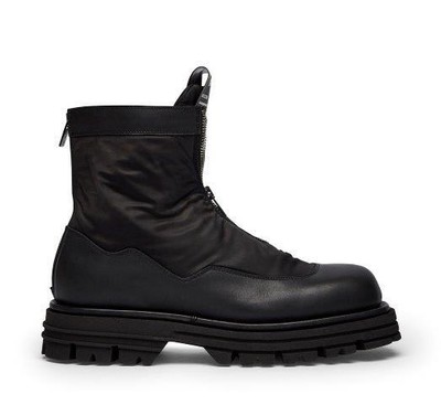 Pre-owned Barracuda Calfskin Combat Boot In Nero/nero