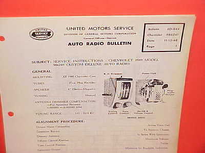 1949 CHEVROLET STYLELINE DELUXE UNITED MOTORS DELCO GM RADIO SERVICE MANUAL 49 2