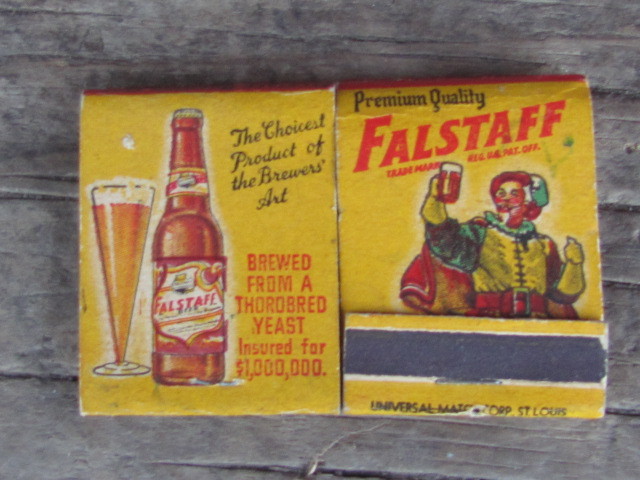 VINTAGE-OLD LOT-2-FALSTAFF BEER MATCHBOOKS-FRONT STRIKE-MISSING ONE MATCH