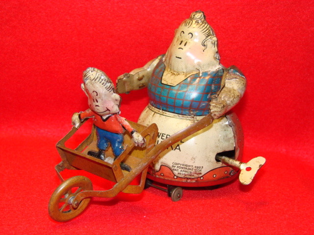 Vintage 1923 Powerful Katrinka W/Jimmy in wheel barrow-tin w/u-Nifty, Germany