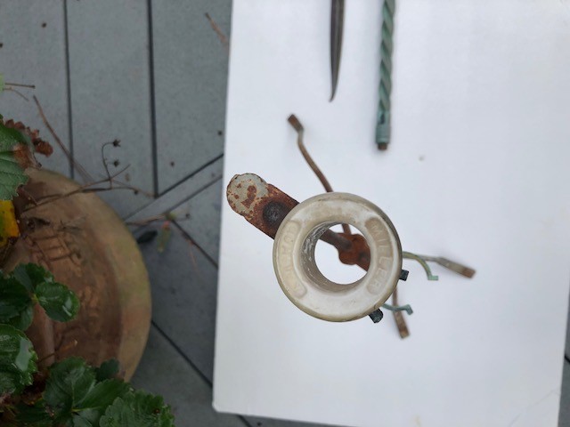 Matched pair Copper Twisted Lightning Rods with Stands 51 inches Antique