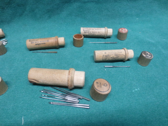 Boye Needle Wooden Cases for large Shuttle Rotary Tin Can