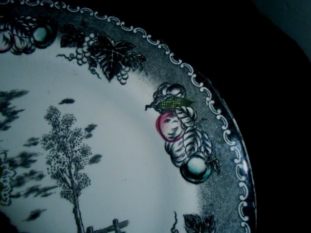 Vintage Ironstone Tom Turkey Black Transferware Turkey Platter 18