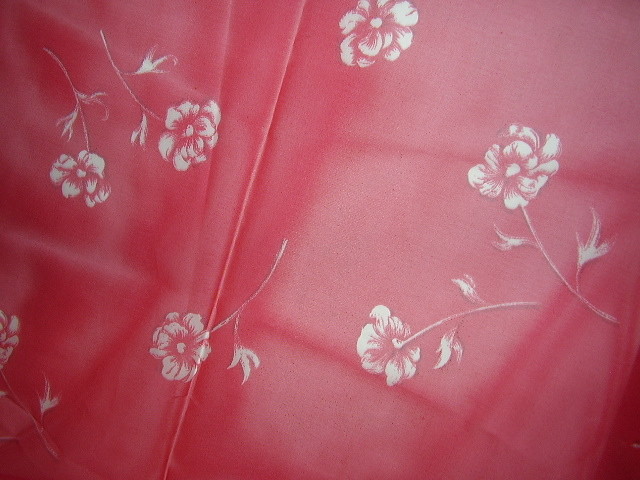 Vintage Red Floral Nylon/Polyester Sheer Fabric NOS 4yds