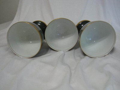 Fitz & Floyd Renaissance Goblets Dark Green Set of 3 Rare