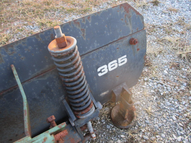 John Deere 365 compact tractor snowplow front snow blade power angle spring trip