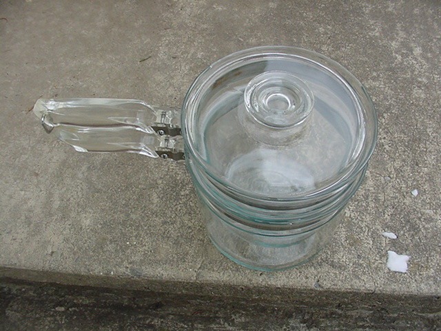 Vtg 1950's PYREX FLAMEWARE 1 1/2 Qt. 3 Pc. Double Boiler Set #6283 Clear Glass