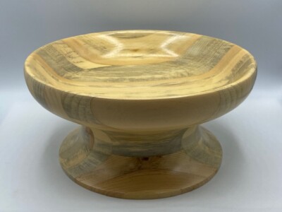 Vintage Handcrafted Large Centerpiece Bowl Mixed Woods Maine State Prison 10.5'' 