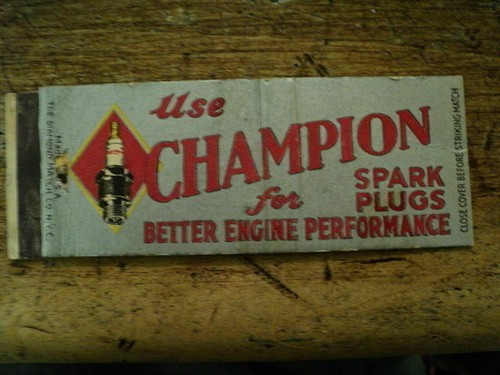CHAMPION SPARK PLUGS , MATCHBOOK COVER