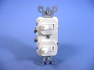Cooper Almond Double Toggle Duplex Wall Light Switch 15A Single Pole 271A