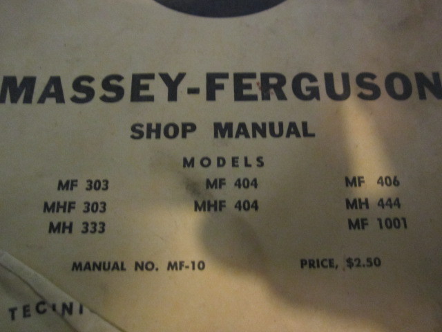 MASSEY FERGUSON MF 303 MHF303 MH333 MF404 and more  SHOP MANUAL  No. -10 used