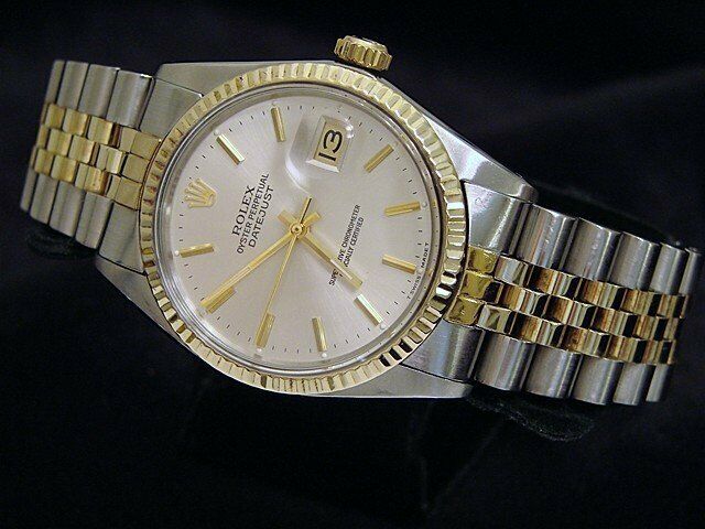 Rolex Datejust Mens 2tone Yellow Gold & Stainless Steel Watch Silver Dial 16013