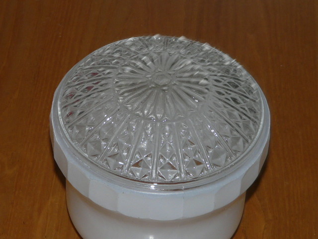 VIntage Glass Clear & White Shade Ceiling Light Globe