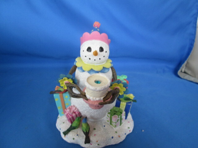 New LENOX A Birthday Surprise Snowman Clown & Cake March Aquamarine Stone Candle