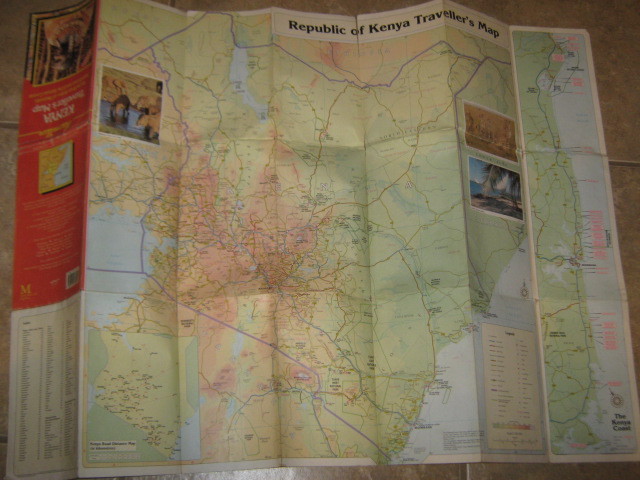 OLD MAP, MACMILLAN KENYA TRAVELLER'S MAP