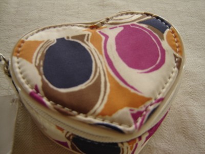 COACH PARK PRINT HEART JEWELRY POUCH CASE BOX  MIRROR NWT F65370  RT 8800
