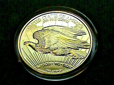 1933c~Saint-Gaudens Gold Double Eagle~DESIGN~On 1OZ. Copper Round~24K Gold Plate