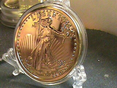1933c~Saint-Gaudens Gold Double Eagle~DESIGN~On 1OZ. Copper Round~24K Gold Plate