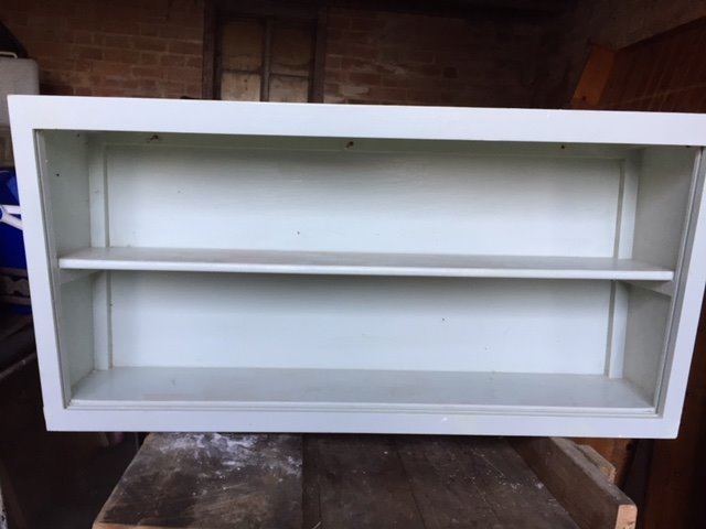 Rare Vintage Retro Kitchen Wall Cupboards With Sliding Glass Doors In