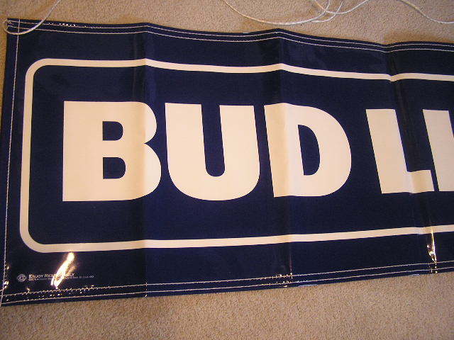 TERRIFIC BUDWEISER BUD LIGHT BANNER BEER SIGN NEW BUDWIESER BUDWISER