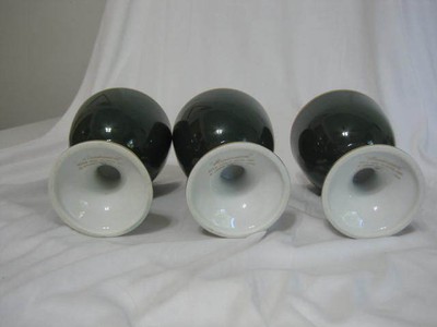 Fitz & Floyd Renaissance Goblets Dark Green Set of 3 Rare