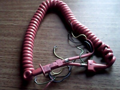 Rotary Phone Red, coiled cord, Supposed to fit a trimline  phone ,For Parts!