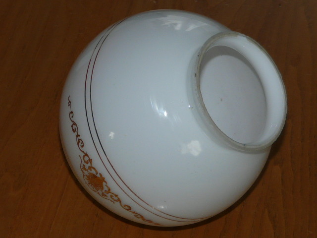 Vintage Ceiling Light Shade White with Golden Pattern Glass Ceiling Light Globe